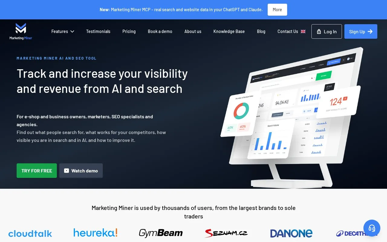 Screenshot of the Marketing Miner homepage