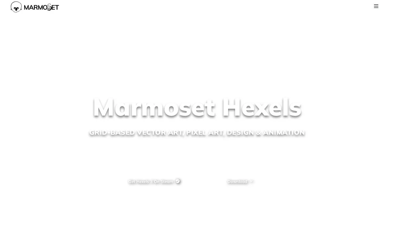 Screenshot of the Marmoset Hexels homepage