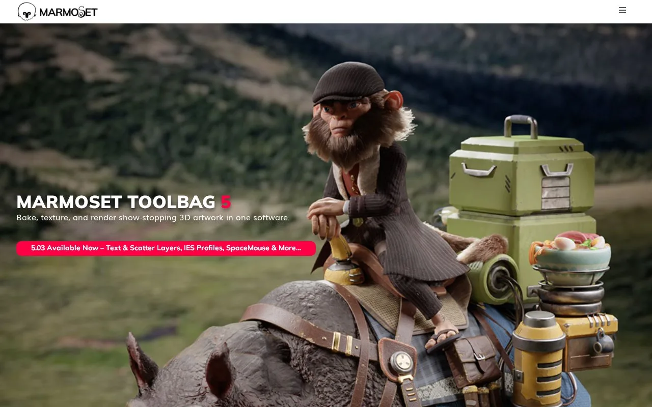 Screenshot of the Marmoset Toolbag homepage