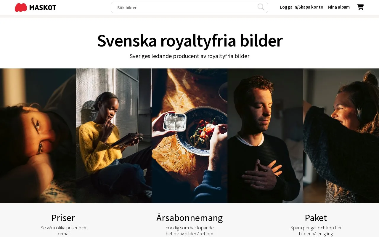 Screenshot of the Maskot homepage