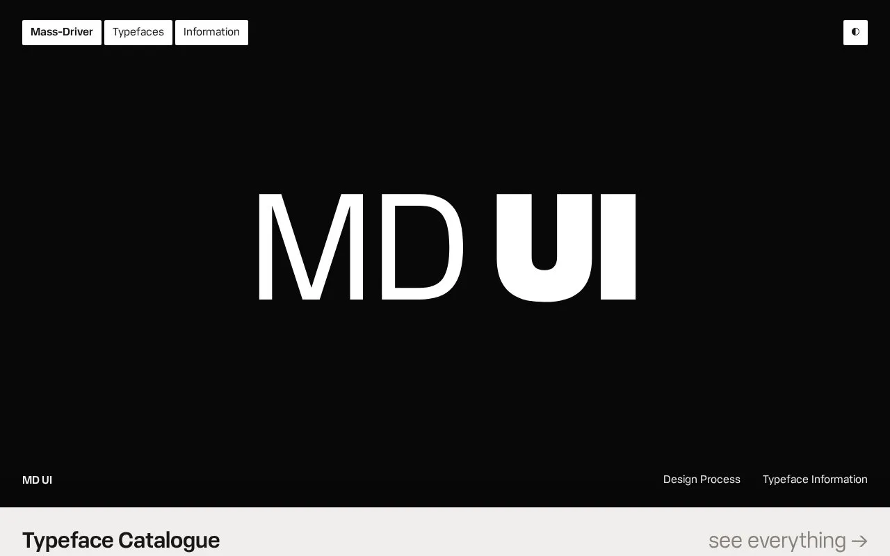 Screenshot of the Mass-Driver homepage
