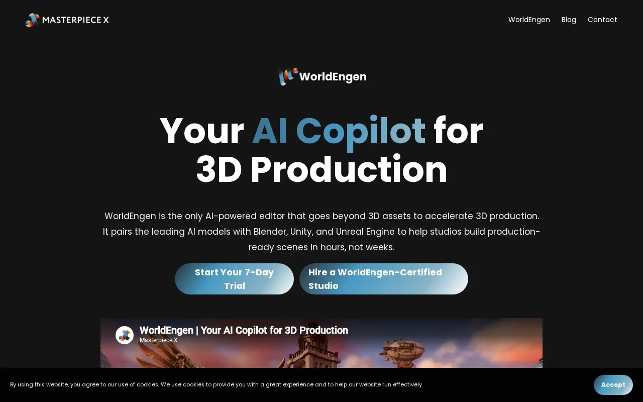 Screenshot of the WorldEngen homepage