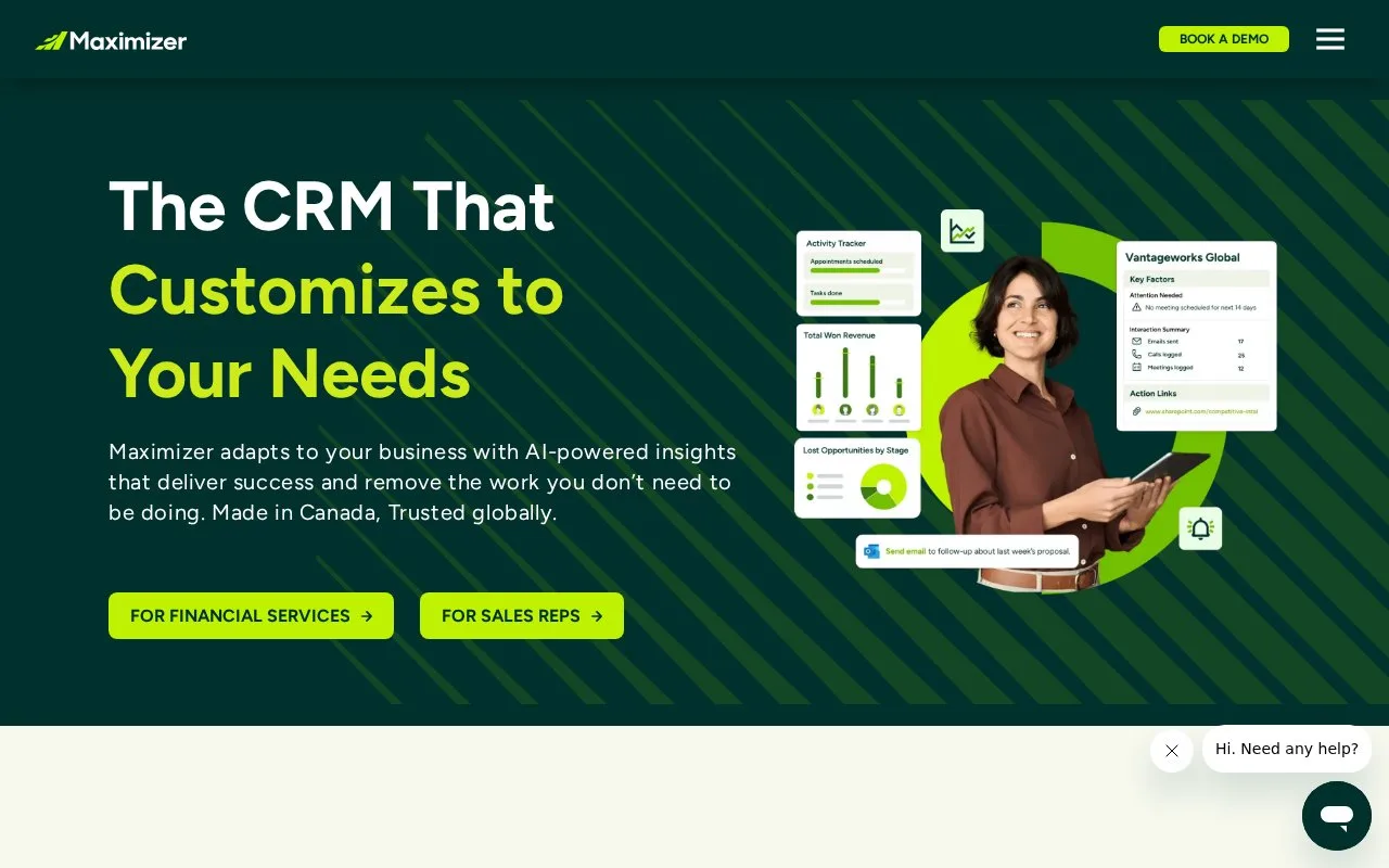 Screenshot of the Maximizer homepage