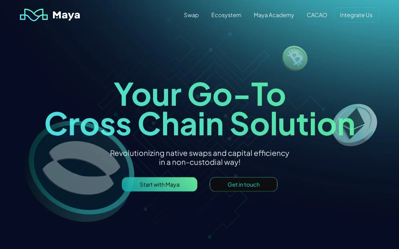Screenshot of the Maya Protocol homepage