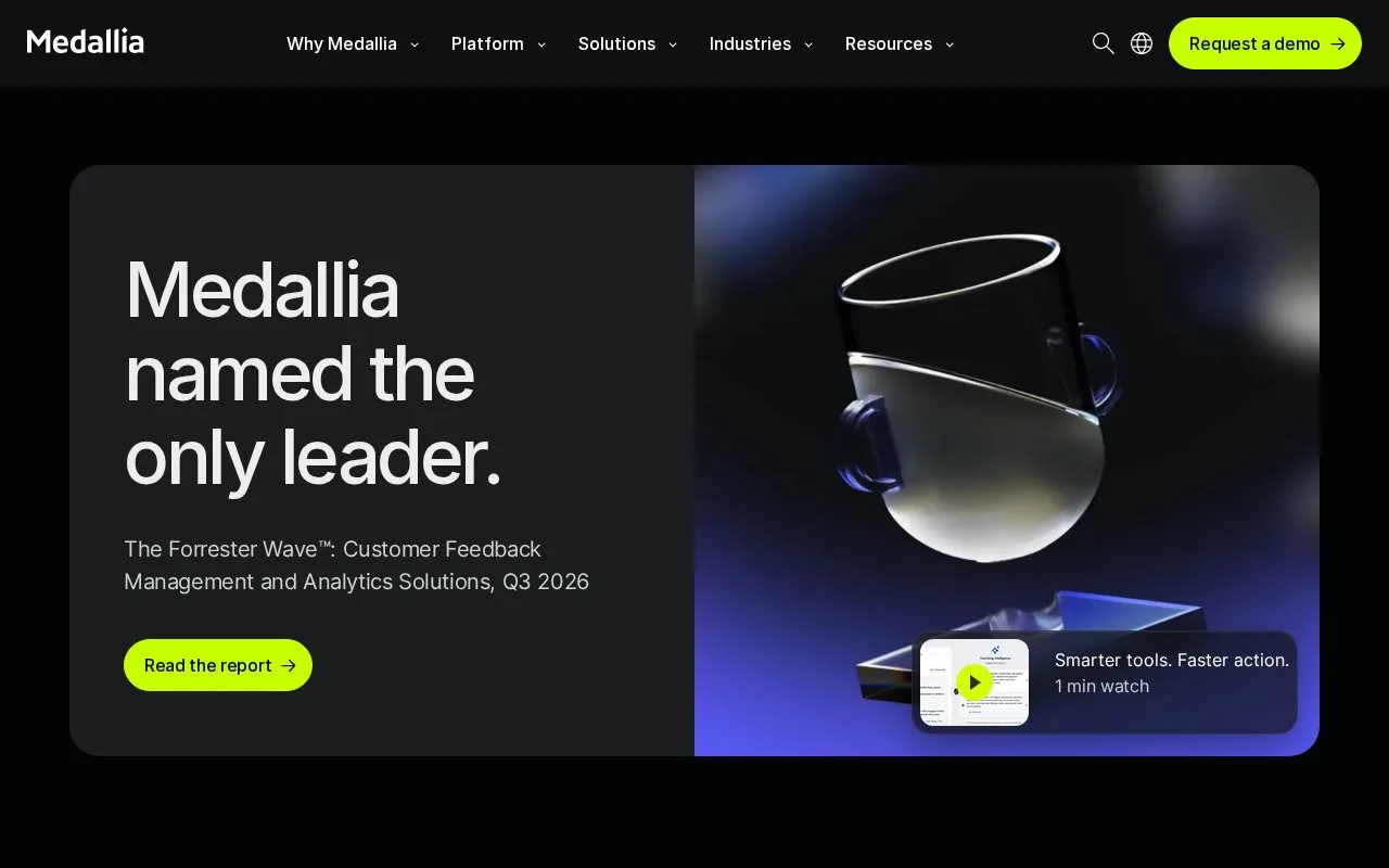 Screenshot of the Medallia homepage