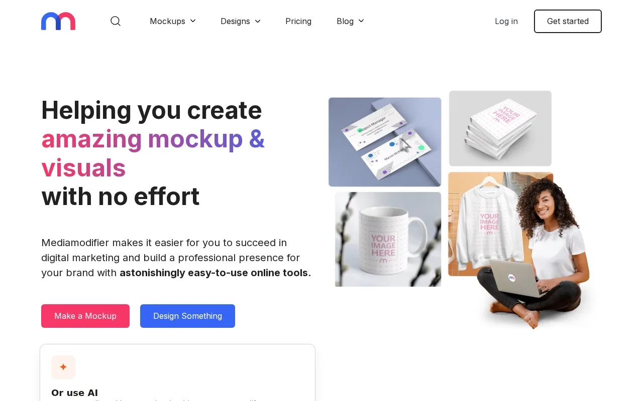 Screenshot of the Mediamodifier homepage