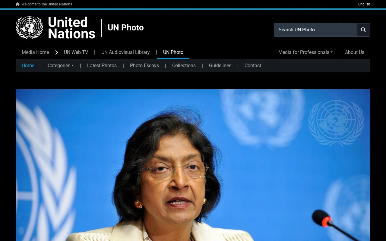 Screenshot of the UN Photo homepage