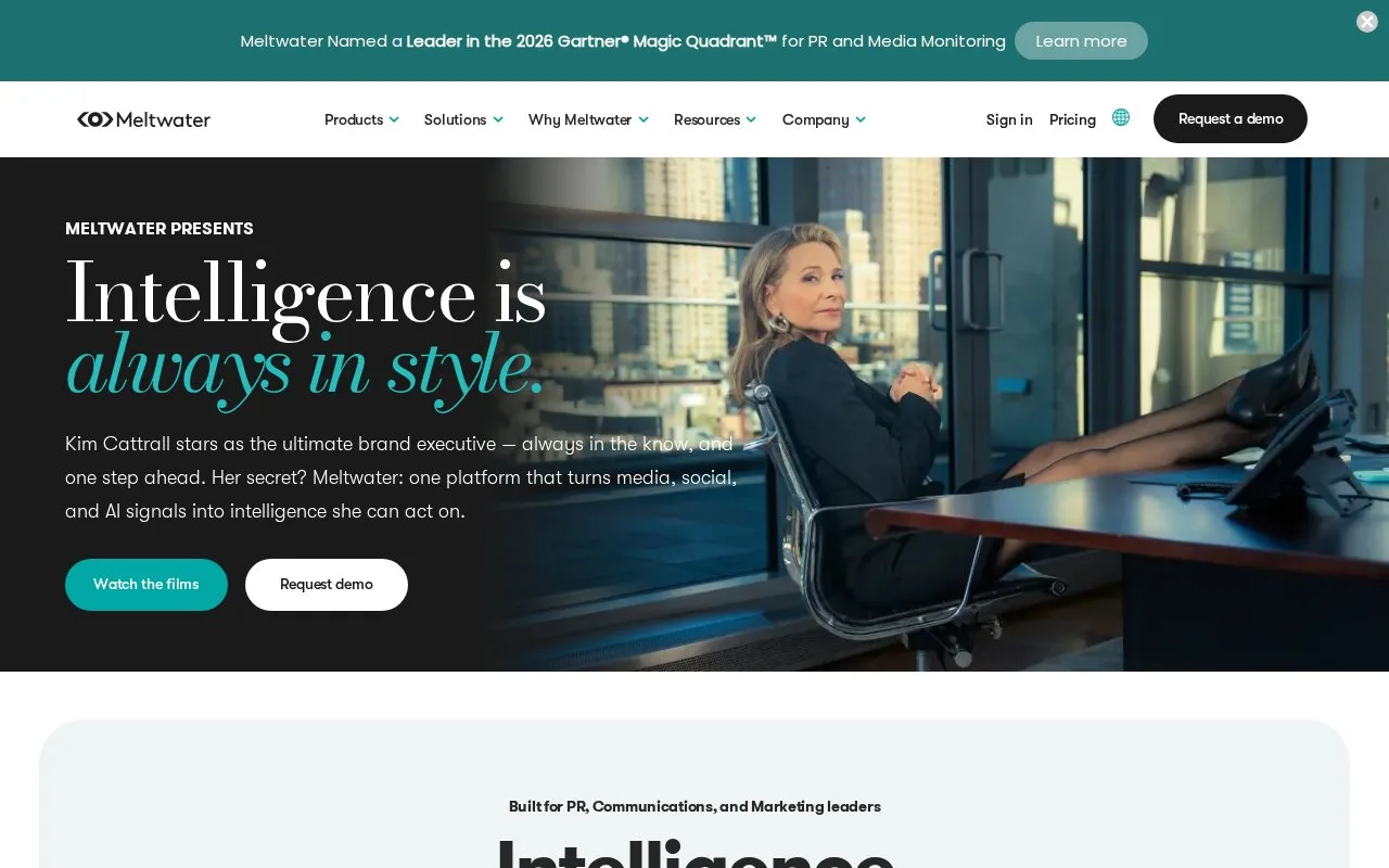Screenshot of the Meltwater homepage