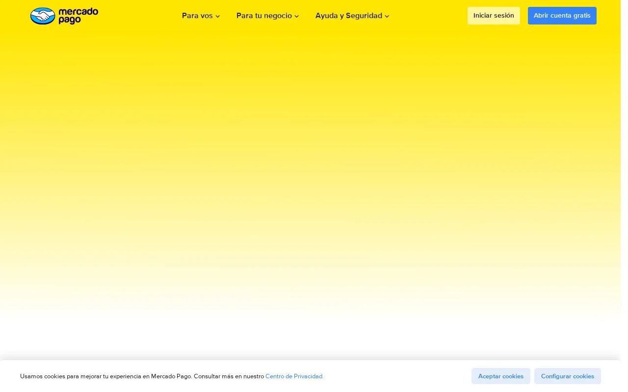 Screenshot of the Mercado Pago homepage