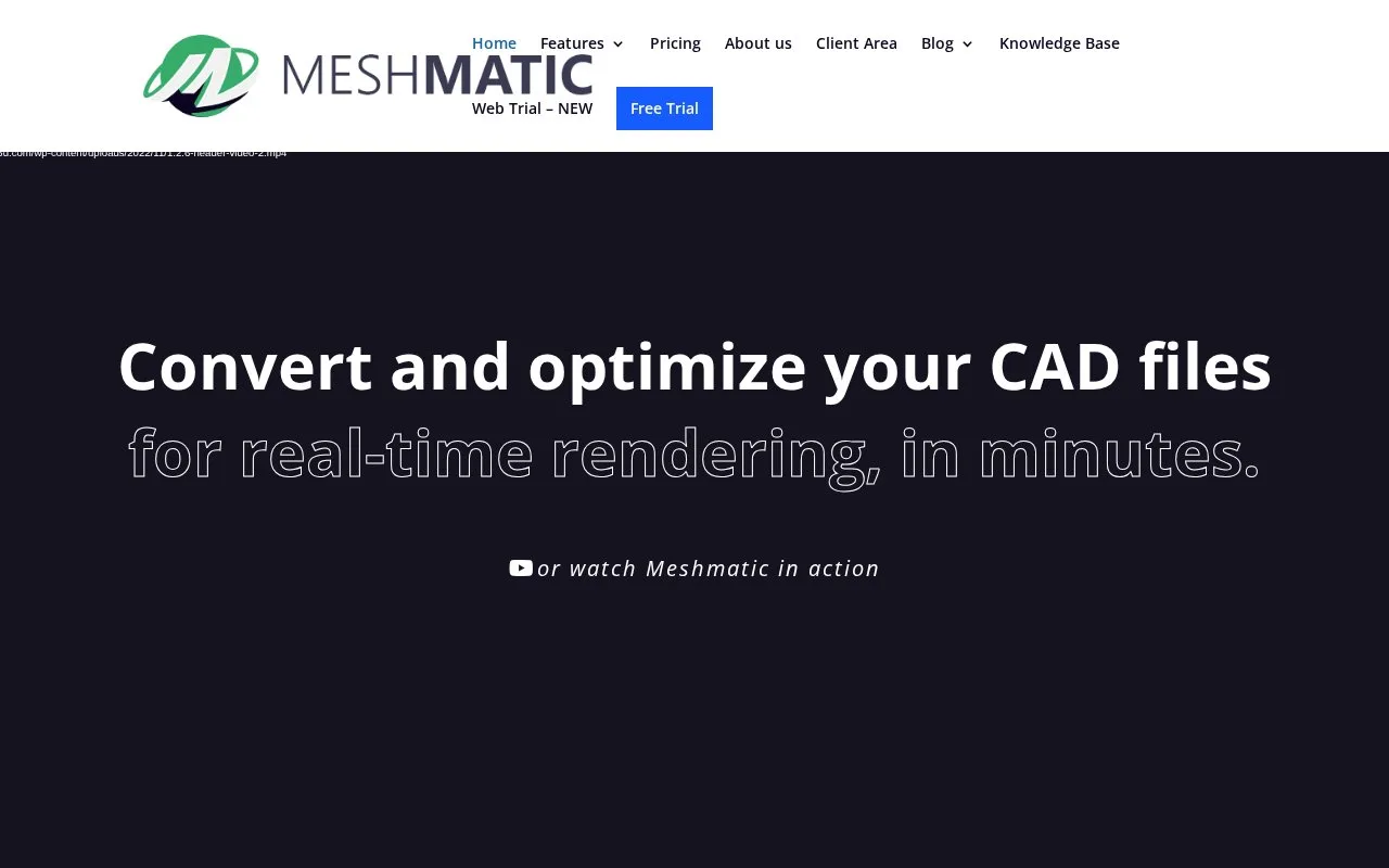 Screenshot of the Meshmatic homepage
