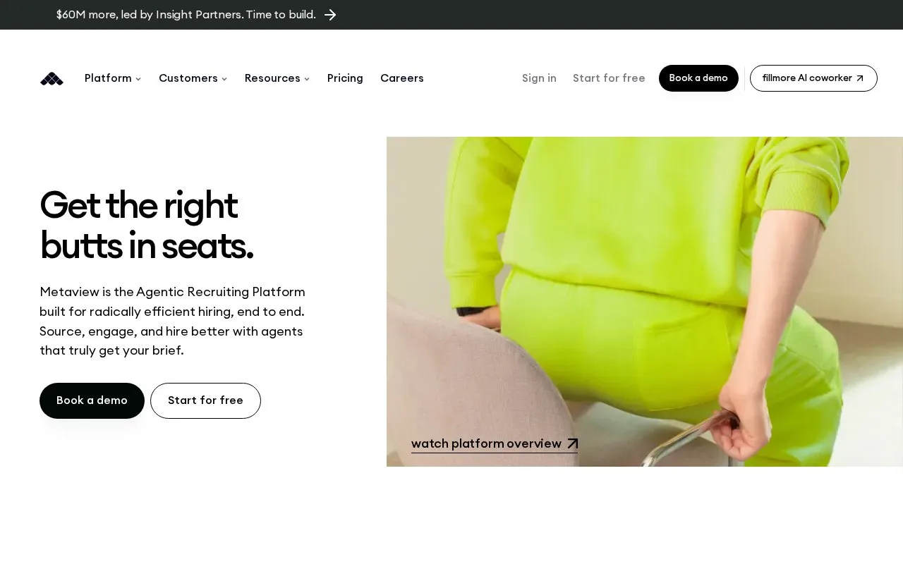 Screenshot of the Metaview homepage
