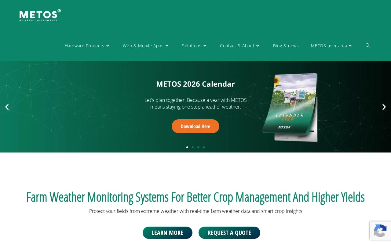 Screenshot of the METOS homepage