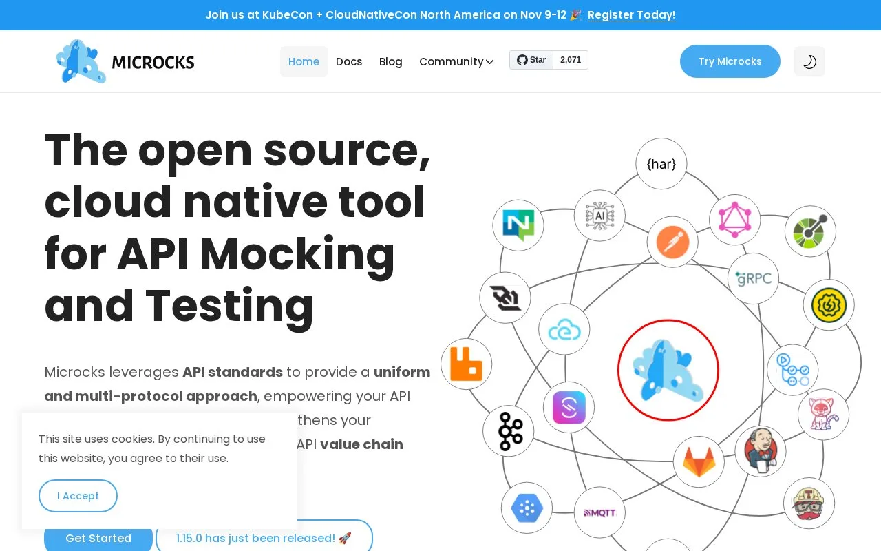 Screenshot of the Microcks homepage