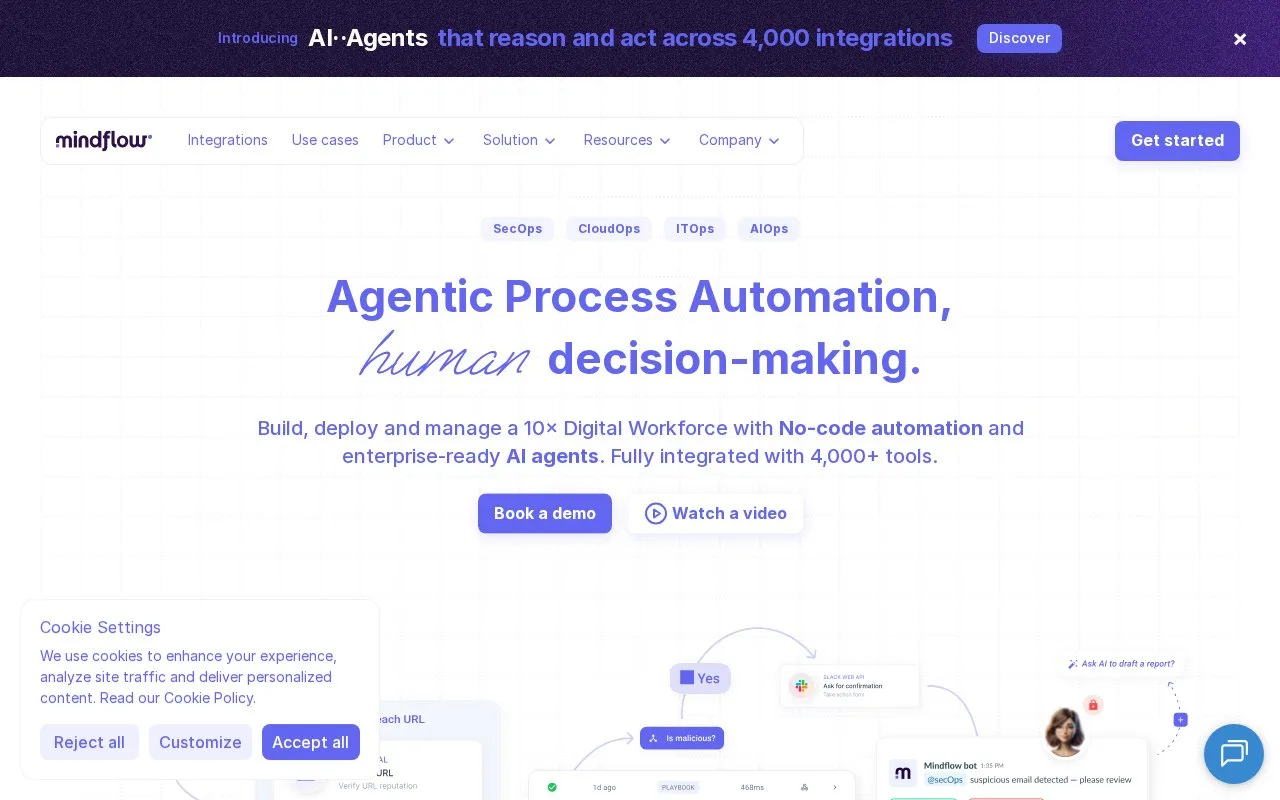 Screenshot of the Mindflow homepage