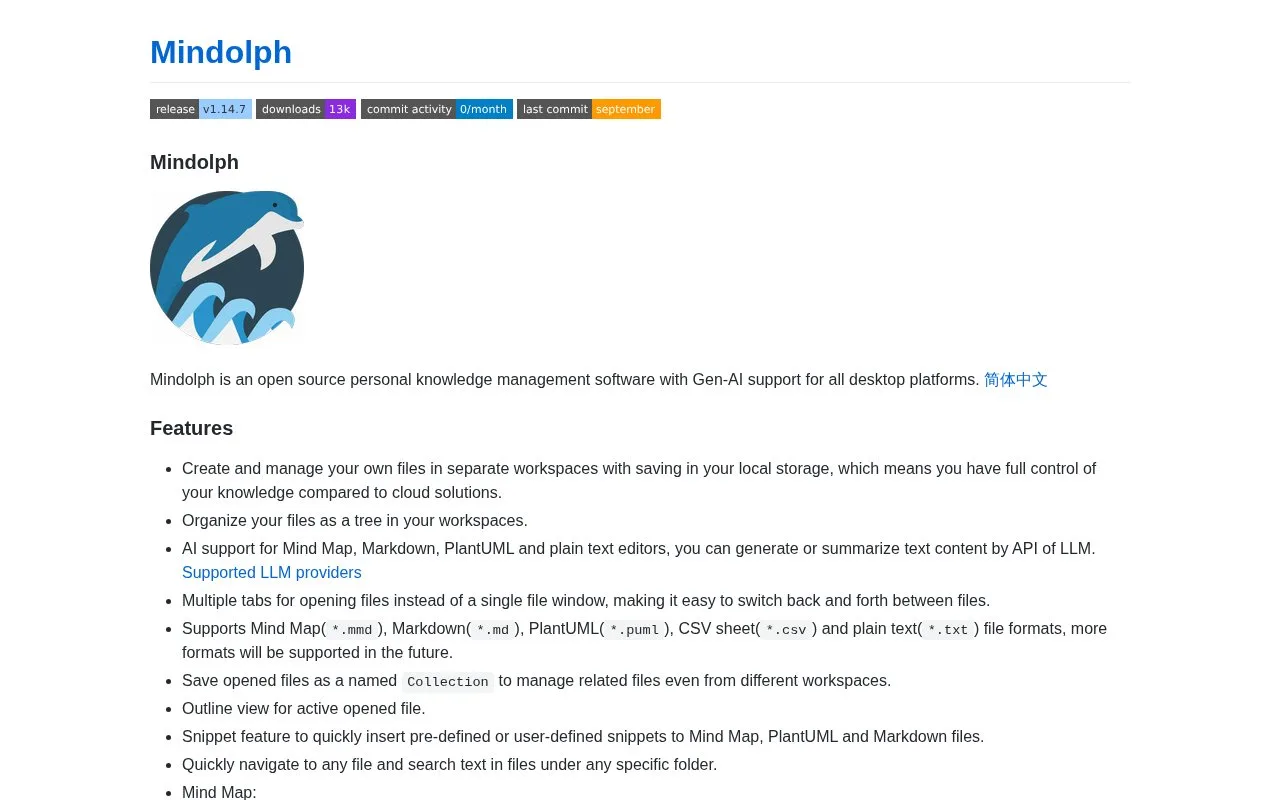 Screenshot of the Mindolph homepage