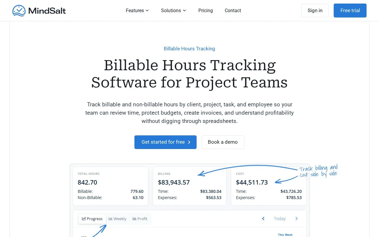Screenshot of the MindSalt homepage