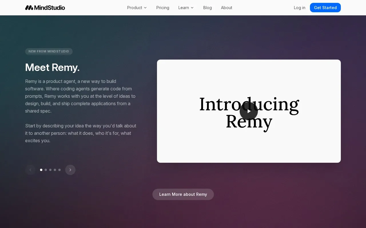 Screenshot of the MindStudio homepage