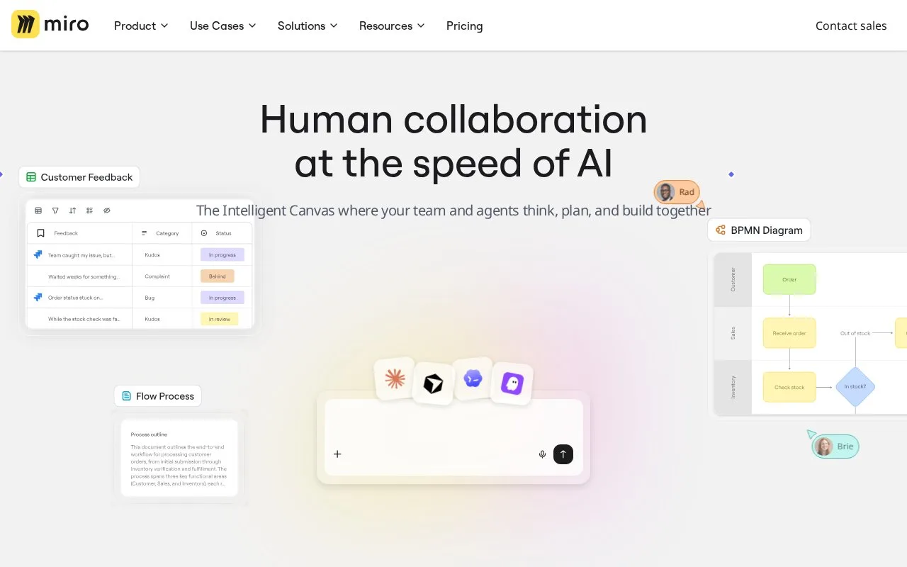 Screenshot of the Miro homepage