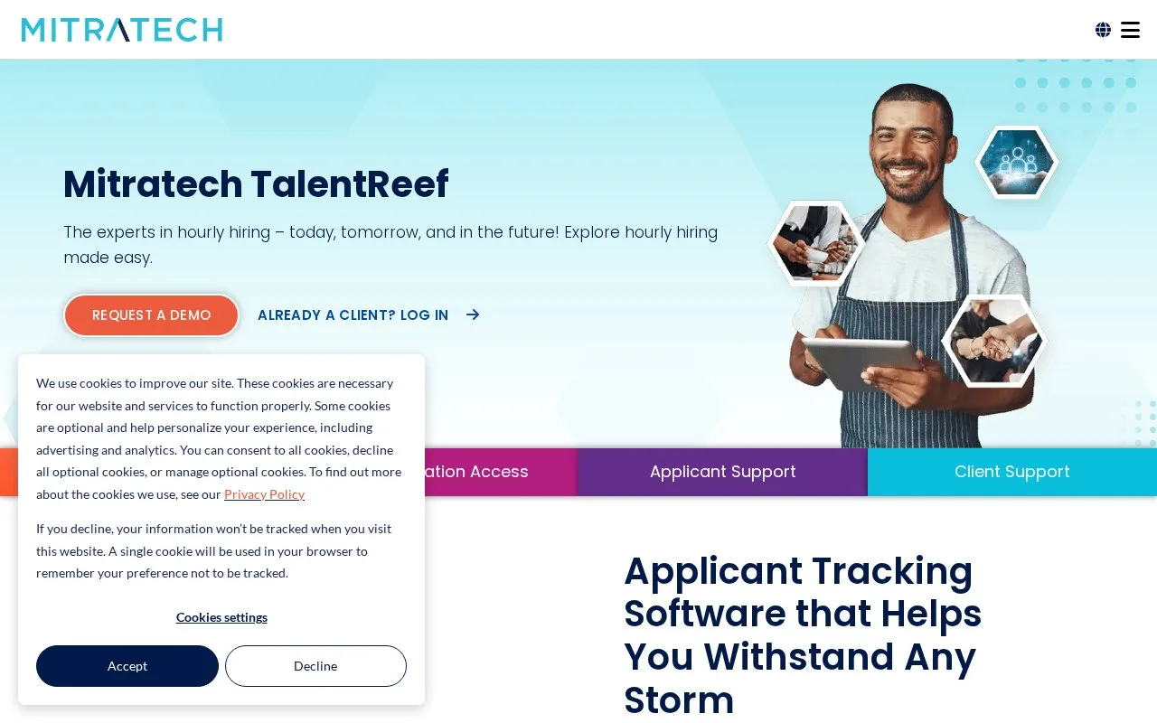 Screenshot of the TalentReef homepage
