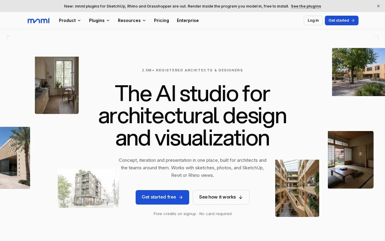Screenshot of the mnml.ai homepage