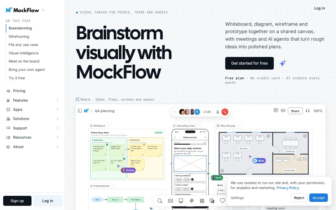 Screenshot of the MockFlow homepage