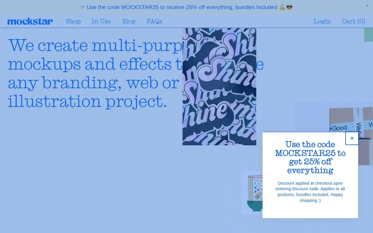 Screenshot of the Mockstar Studio homepage