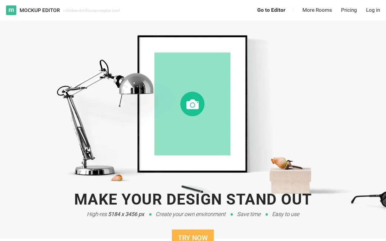 Screenshot of the MockupEditor homepage