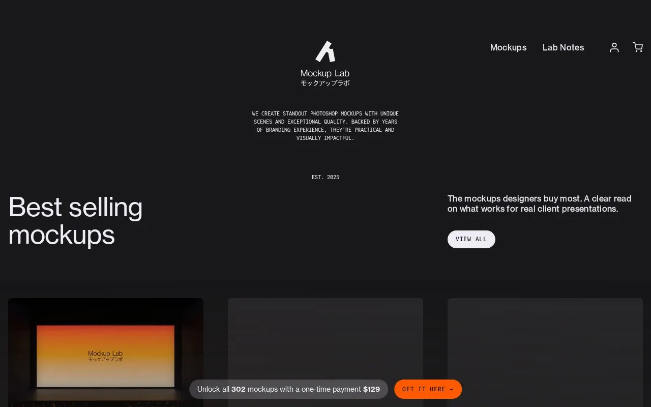 Screenshot of the Mockup Lab homepage