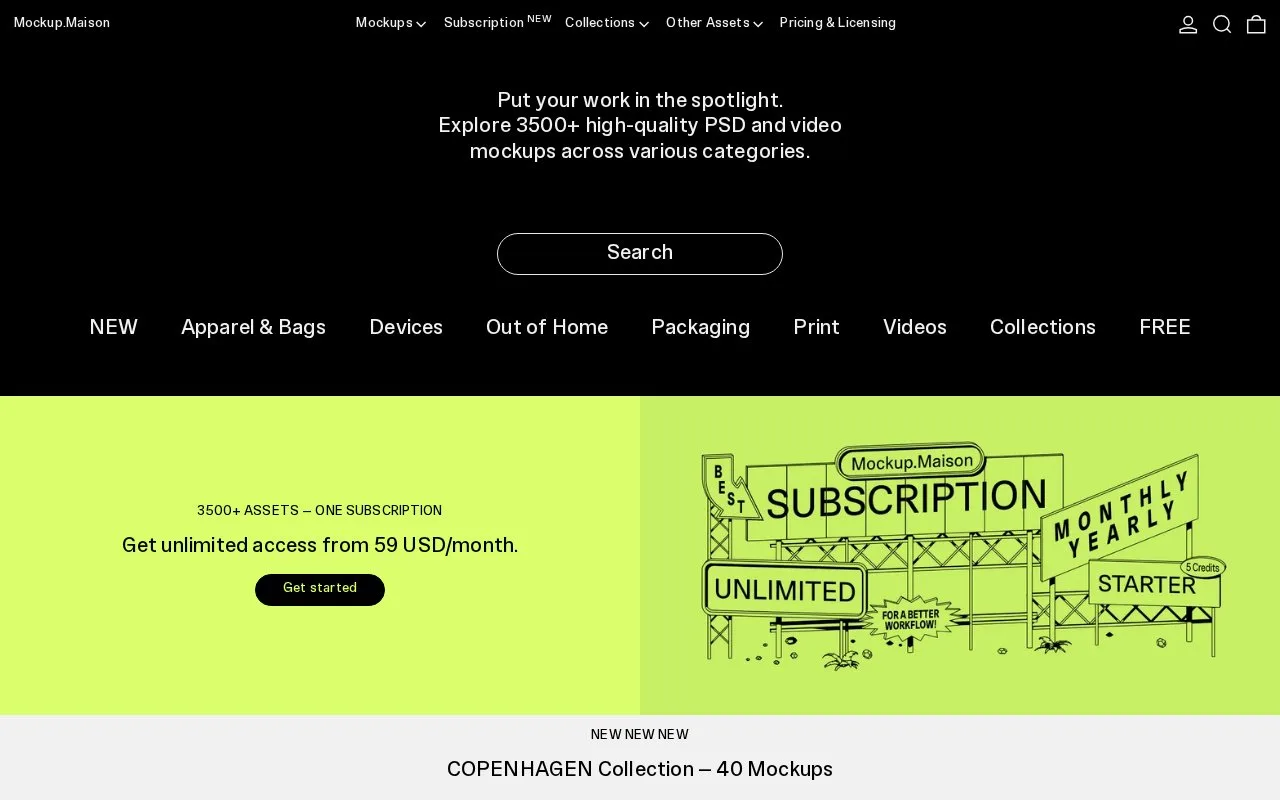 Screenshot of the Mockup.Maison homepage