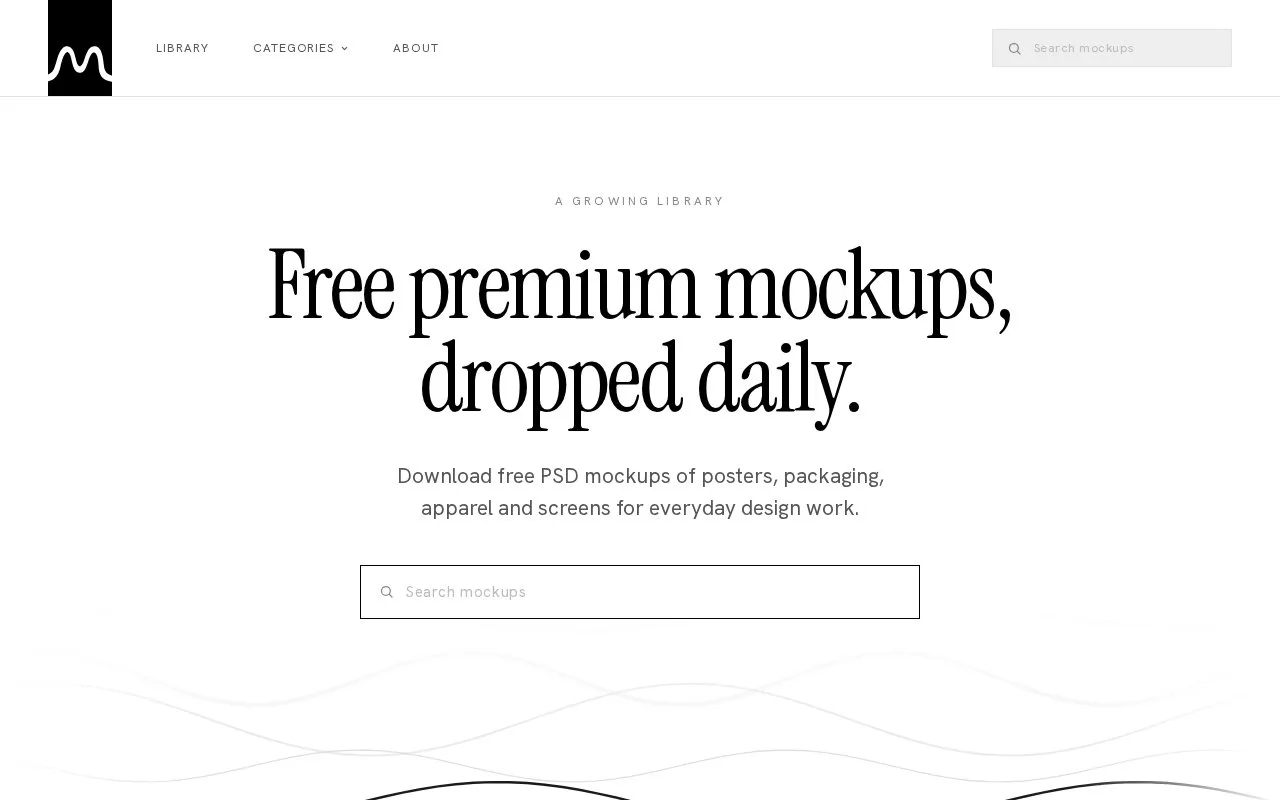 Screenshot of the MockupRiver homepage