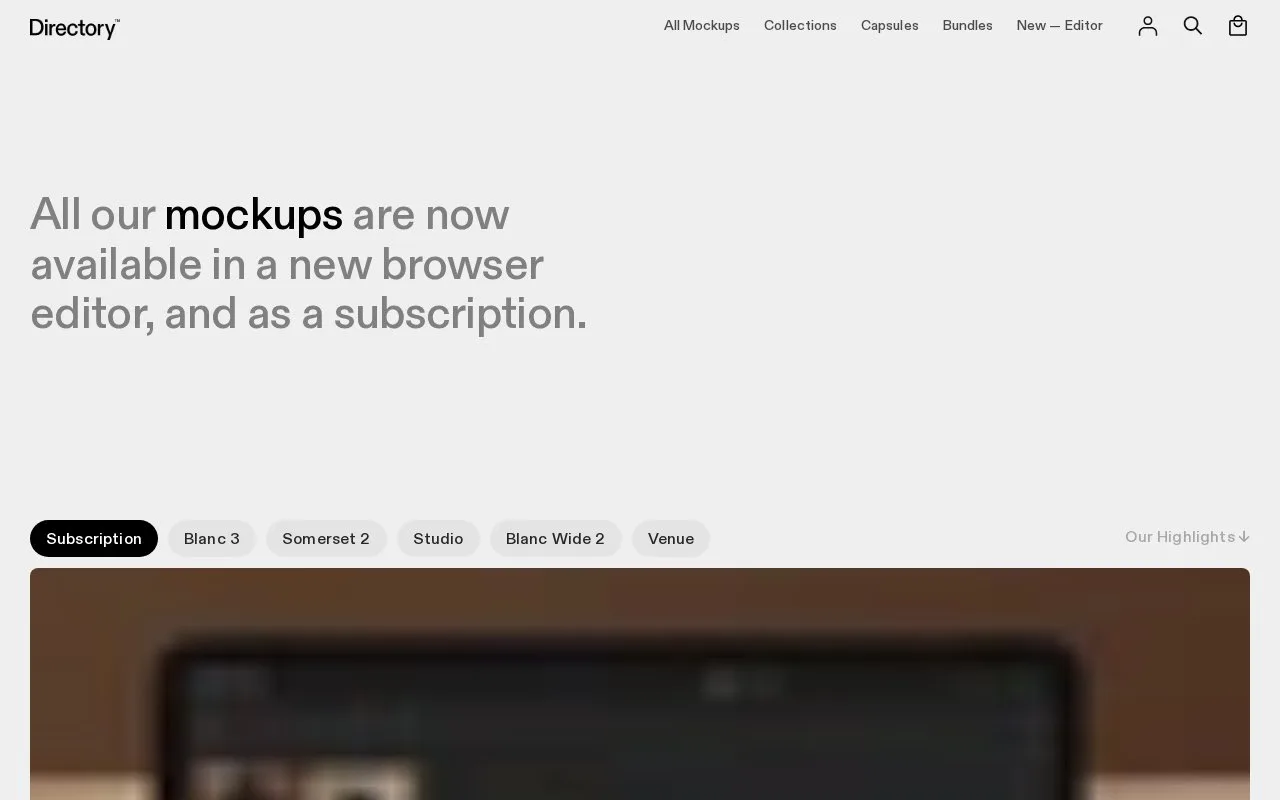 Screenshot of the Directory Mockups homepage