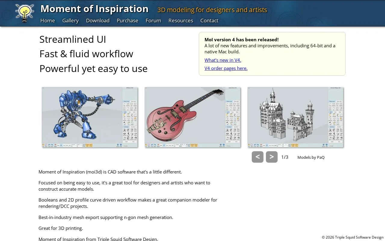 Screenshot of the MoI homepage