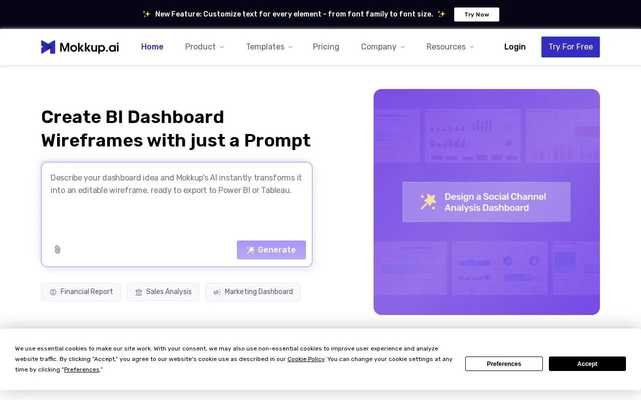 Screenshot of the Mokkup.ai homepage