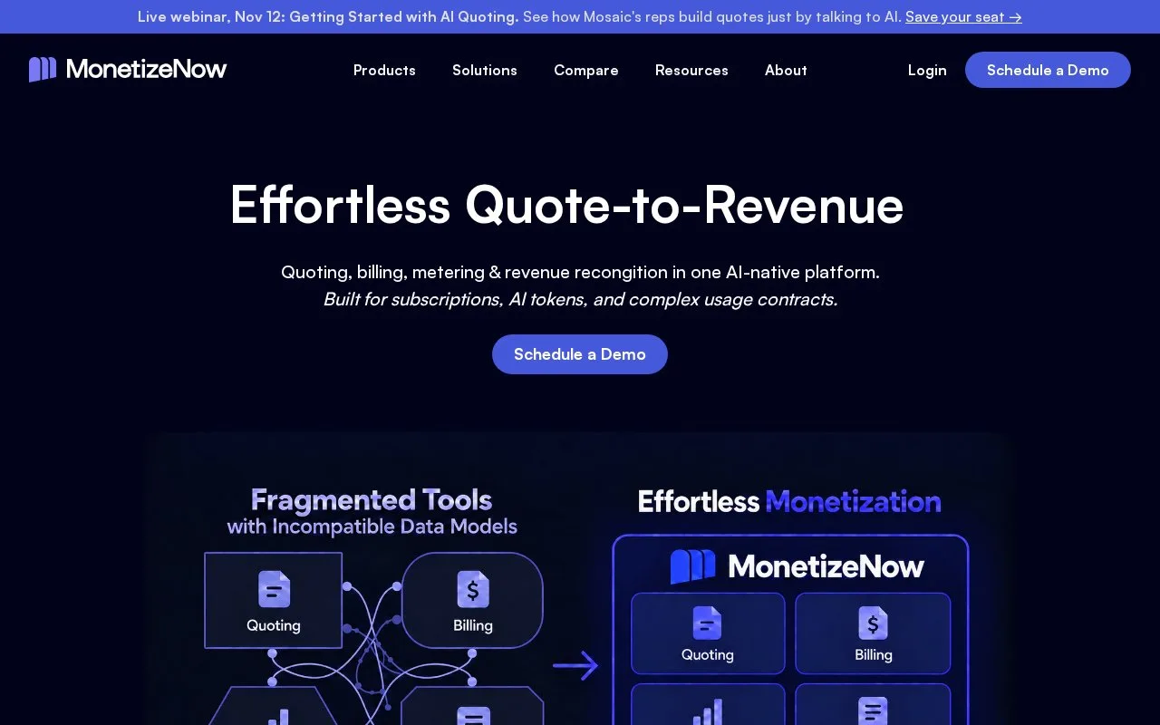 Screenshot of the MonetizeNow homepage