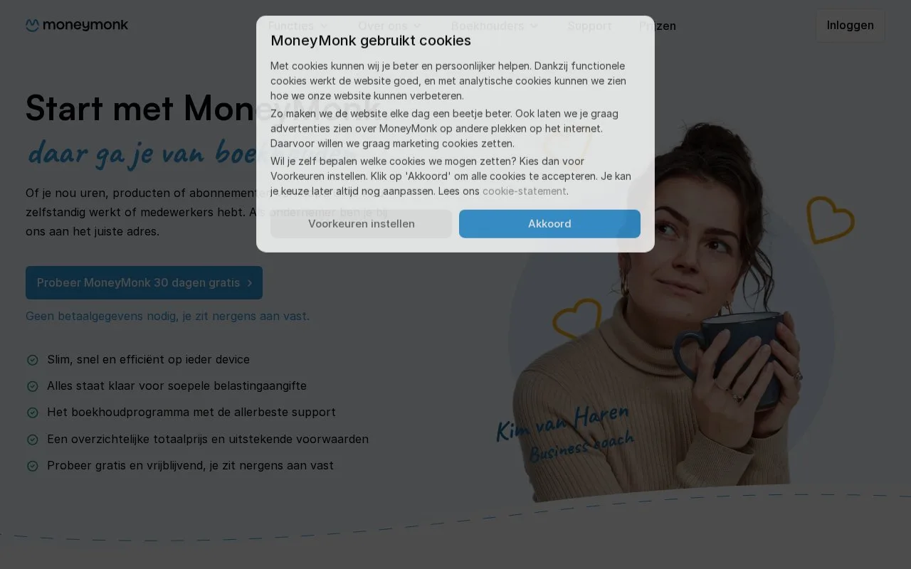 Screenshot of the MoneyMonk homepage