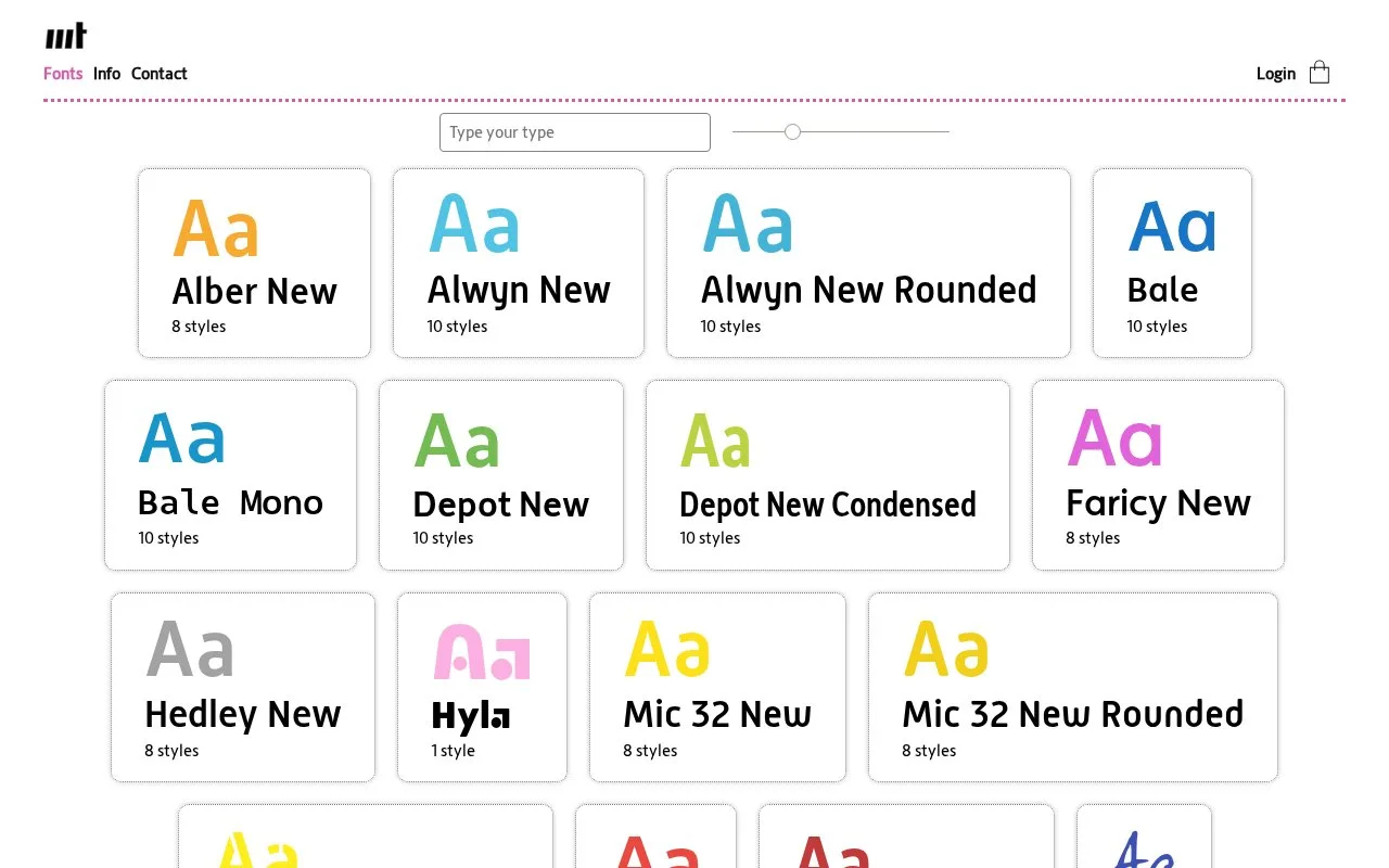 Screenshot of the Moretype homepage