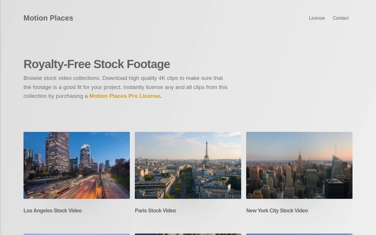Screenshot of the Motion Places homepage