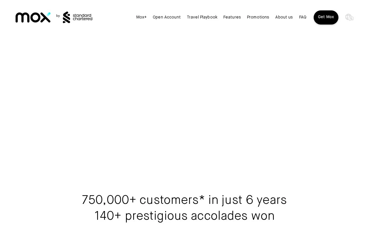 Screenshot of the Mox Bank homepage