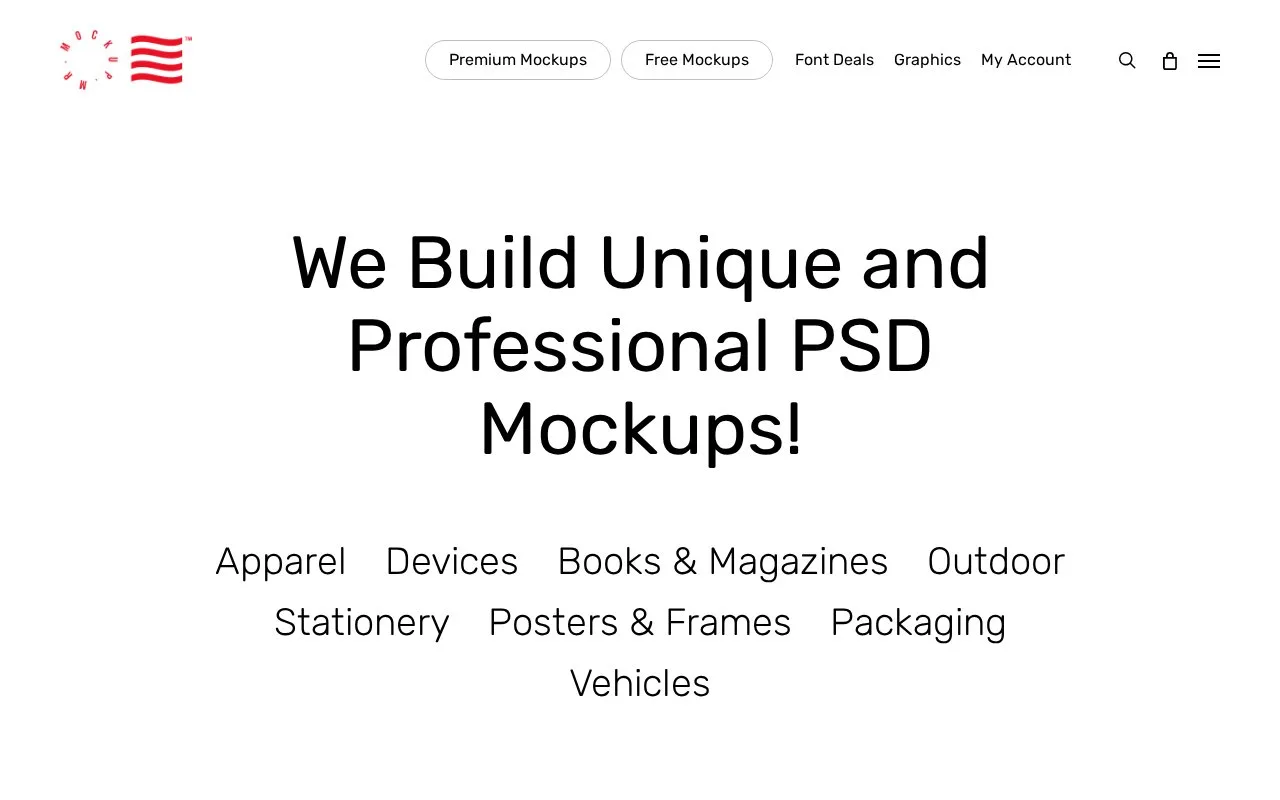 Screenshot of the Mr.Mockup homepage