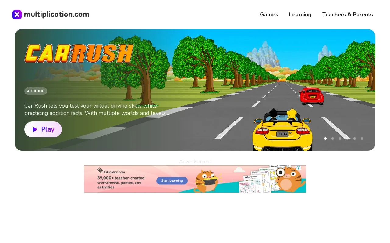 Screenshot of the Multiplication.com homepage