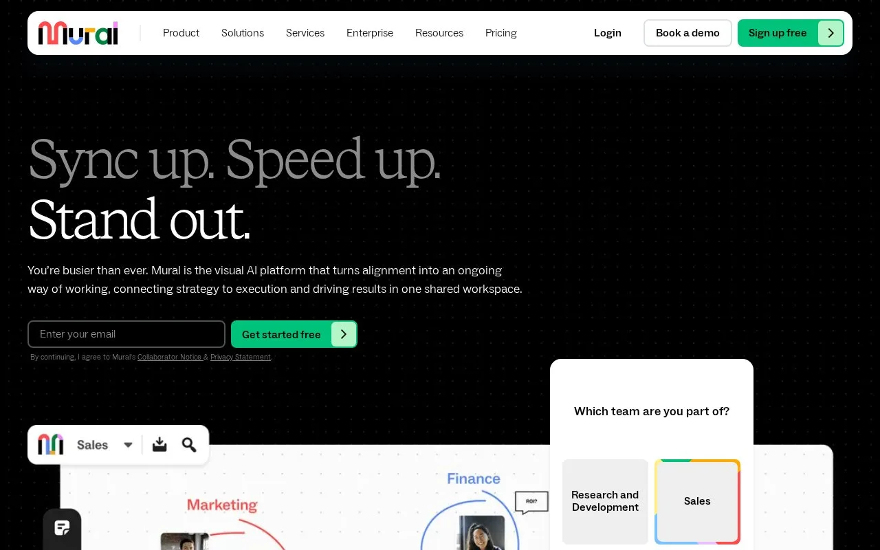 Screenshot of the Mural homepage