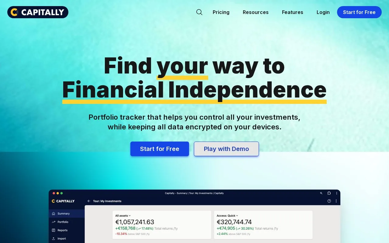 Screenshot of the Capitally homepage