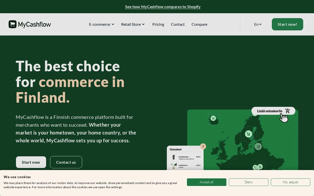 Screenshot of the MyCashflow homepage