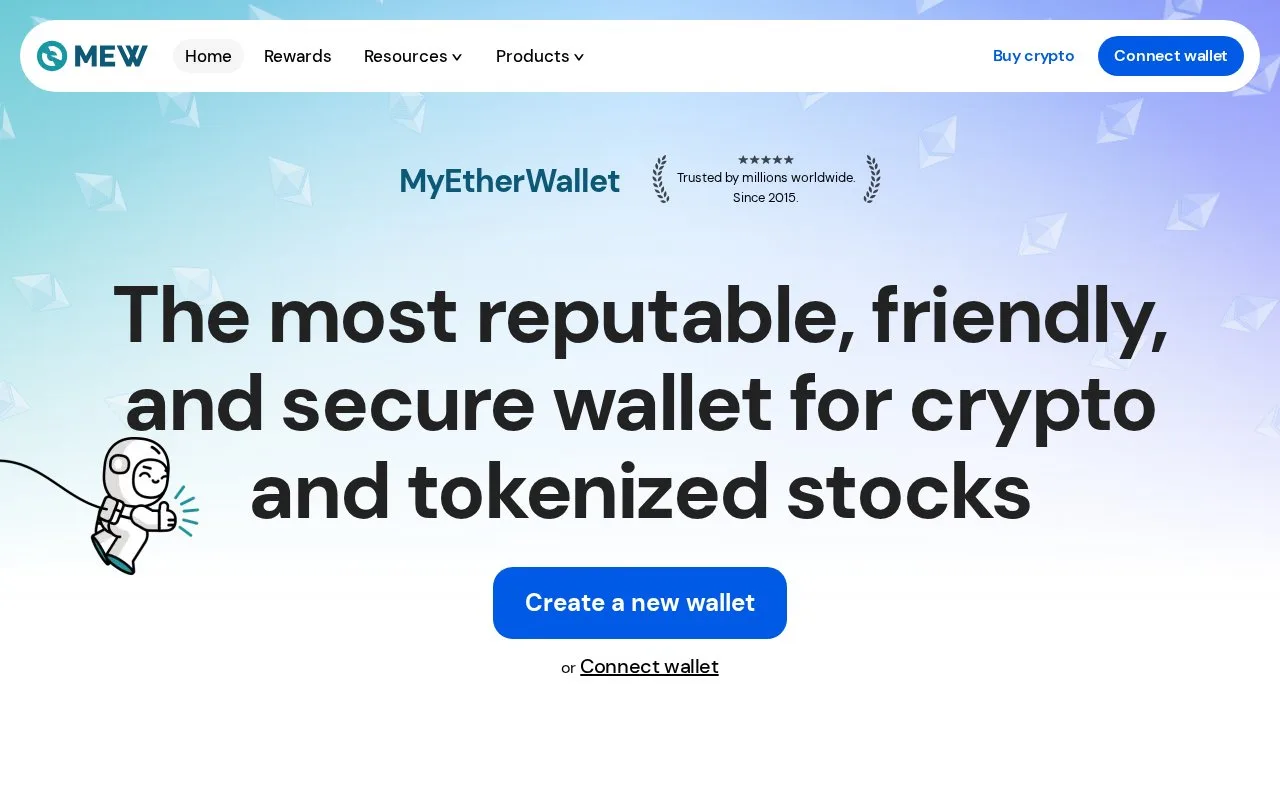 Screenshot of the MyEtherWallet homepage