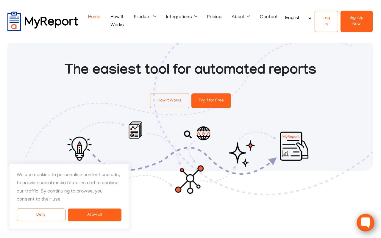 Screenshot of the MyReport homepage