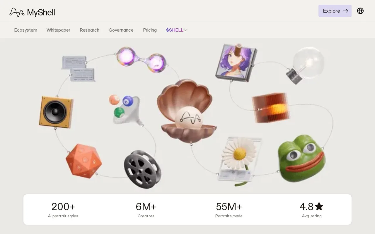 Screenshot of the MyShell homepage