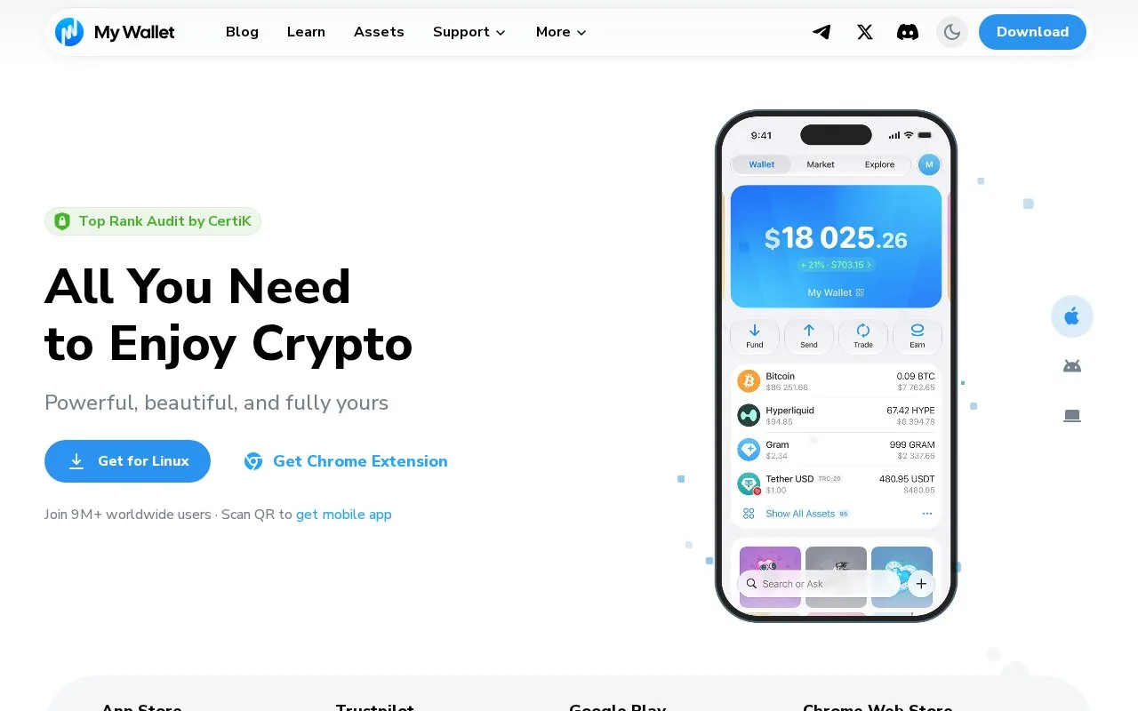 Screenshot of the My Wallet homepage