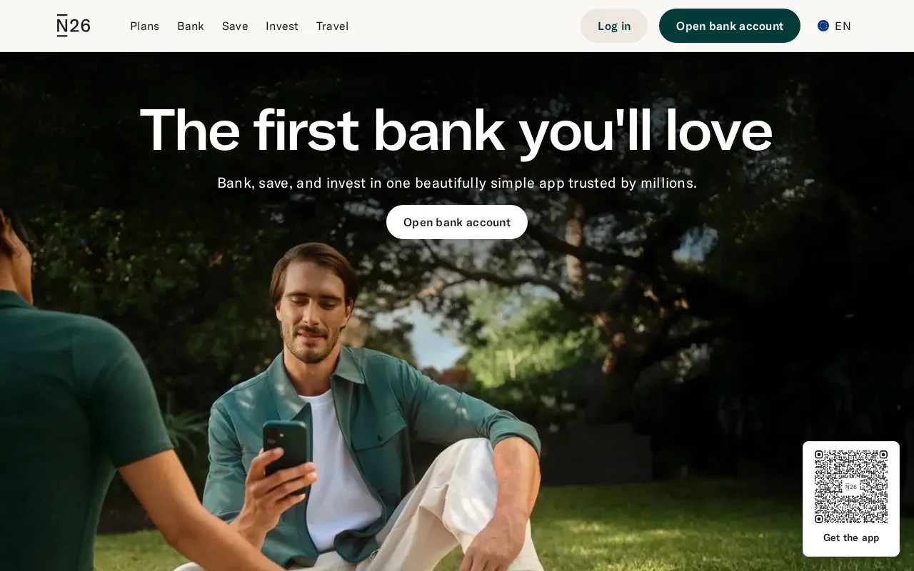 Screenshot of the N26 homepage