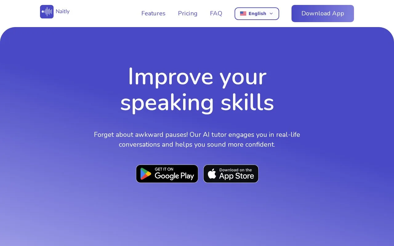 Screenshot of the Naitly homepage
