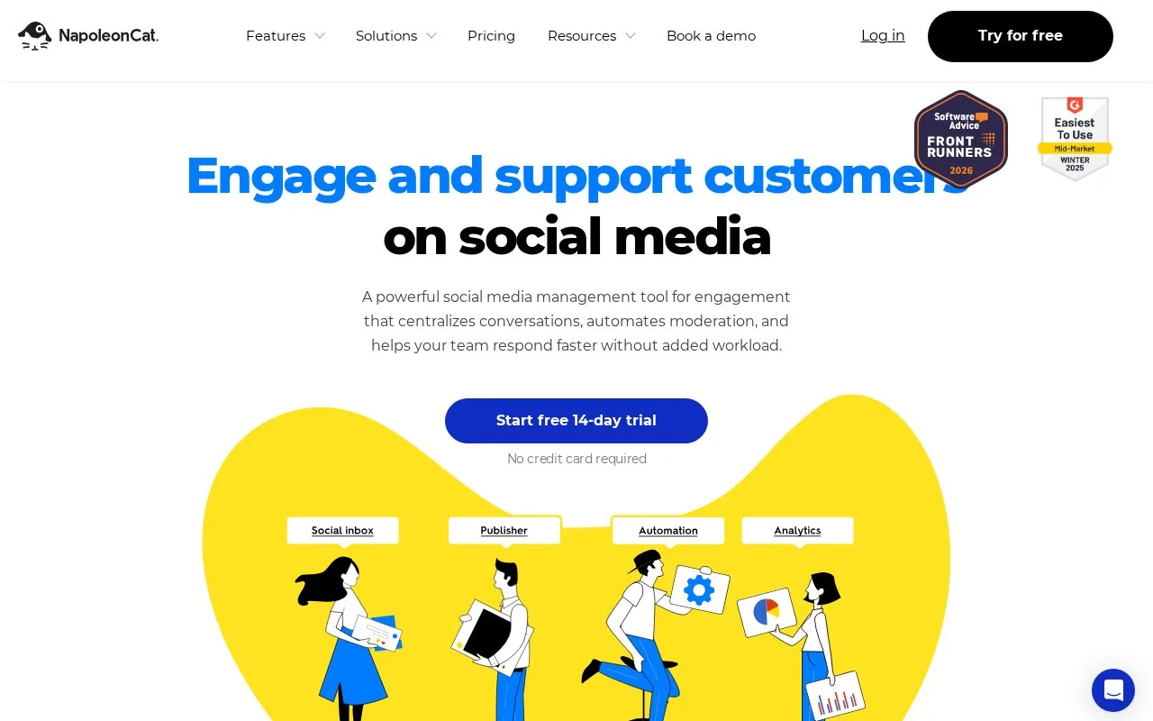 Screenshot of the NapoleonCat homepage